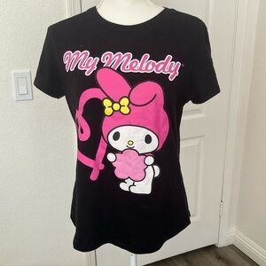 Sanrio My Melody Black Pink Short Sleeve Tee Size:L(11/13) juniors girl